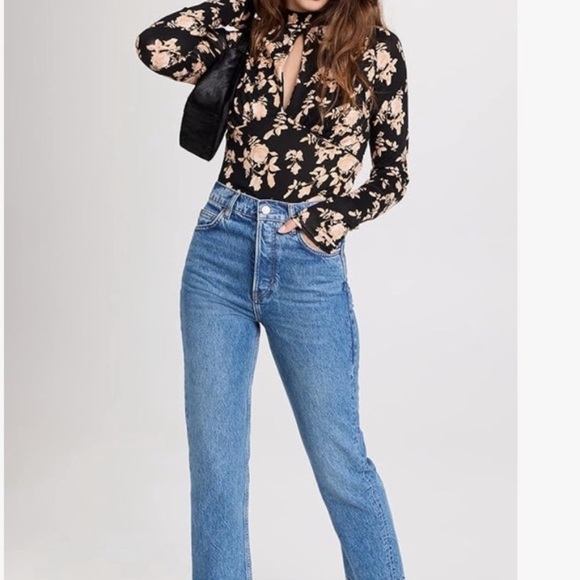 Free People Dinner Party Keyhole Black Multi Long Sleeve Top XL NWT - Picture 2 of 11